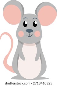 Adorable Ilustración vectorial de un lindo ratón de pie en un estilo de dibujos animados. Perfecto para productos infantiles, pegatinas, estampados de guarderías, tarjetas de felicitación y diseños con temas de naturaleza.