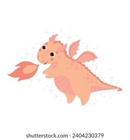 
An adorable vector illustration of a dragon, perfect for a poster in a child's room.