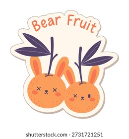 Adorable vector illustration featuring bear-shaped fruits with cute expressions and leafy tops, perfect for children's themes and whimsical designs.