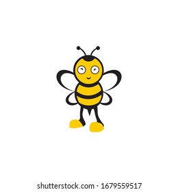 Adorable vector illustration of a friendly smiling honey bee with yellow shoes. Perfect for children's books, honey product packaging, educational materials, and fun corporate mascots.