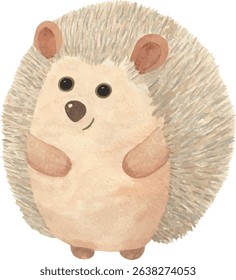 Adorable vector illustration of a plush hedgehog toy, perfect as a gift for children. Soft and friendly design in flat or cartoon style, ideal for nursery decor, baby shower themes, kids' products, or