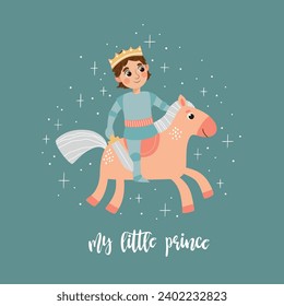 
An adorable vector illustration of a prince, perfect for a poster in a child's room.