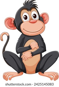 Adorable vector illustration of a seated monkey