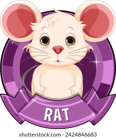 Adorable vector illustration of a smiling rat