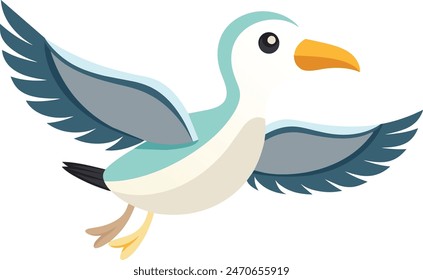 Adorable vector illustration of a soaring albatross bird, featuring vibrant colors and detailed design. Perfect for nature-themed projects, wildlife graphics, and avian enthusiasts