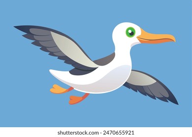 Entzückende Vektorillustration eines Höhenflug-Albatross-Vogels, mit lebendigen Farben und detailreichem Design. Perfekt für Naturprojekte, Wildtiergrafiken und Vogelliebhaber