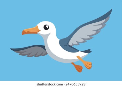 Adorable vector illustration of a soaring albatross bird, featuring vibrant colors and detailed design. Perfect for nature-themed projects, wildlife graphics, and avian enthusiasts