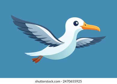 Adorable vector illustration of a soaring albatross bird, featuring vibrant colors and detailed design. Perfect for nature-themed projects, wildlife graphics, and avian enthusiasts