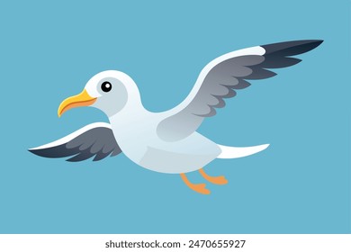 Adorable vector illustration of a soaring albatross bird, featuring vibrant colors and detailed design. Perfect for nature-themed projects, wildlife graphics, and avian enthusiasts