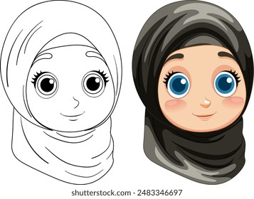 Adorable Ilustración vectorial de dos personajes