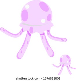 Adorable vector jellyfish characters. with a white background