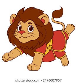 Adorable Vector Lion in Red Robe