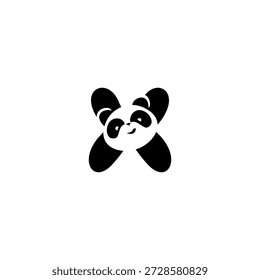 Adorável logotipo vetorial de um bonito panda alfabeto X letra. Ideal para marcas infantis, logotipos educacionais, mascotes, tipografia lúdica, mercadorias e projetos de identidade visual amigável.