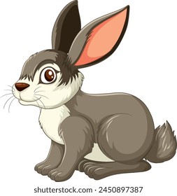 Adorable vector rabbit with large ears sitting