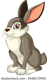 Adorable vector rabbit sitting attentively