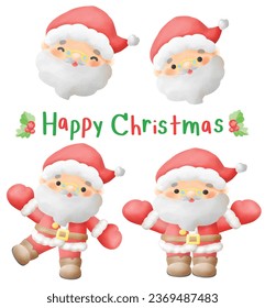 Adorable vector set of Santa Claus Christmas card	