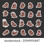 Adorable walrus set featuring various emotions, cute accessories, and festive outfits for holidays, celebrations, and everyday moments in a charming marine underwater world for yours projects