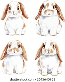 Adorable Watercolor Rabbit - Cute Bunny  vector illustration