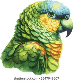 Adorable watercolor style illustration of a cute realistic parrot isolated on white background
