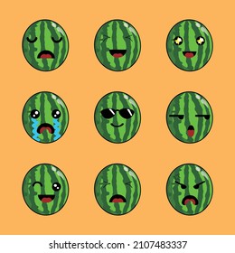 adorable personaje de sandía emoji vector