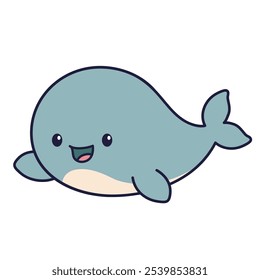 Adorable Whale Character Design Illustration
