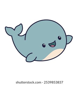 Adorable Whale Character Design Illustration
