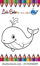  Adorable Whale Coloring Page for Kids - Fun and Printable Cartoon Marine Animal Outline for Creative Learning