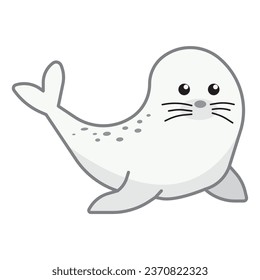 Adorable white baby sea lion character isolated illustration