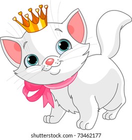Adorable white kitten with golden crown