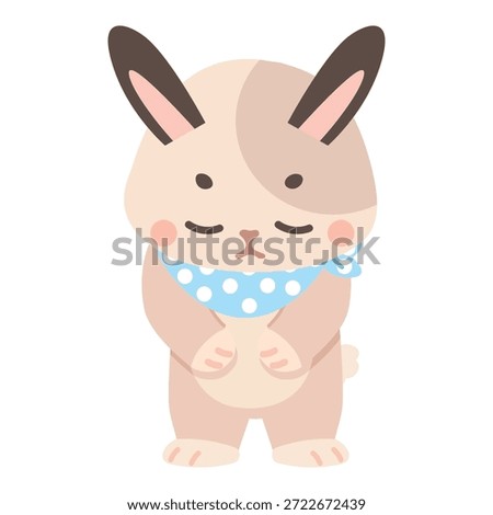 adorable white rabbit character bowing its head to apologize or showing respect and regret in polite gesture for emotion expression and social etiquette concept in flat vector style