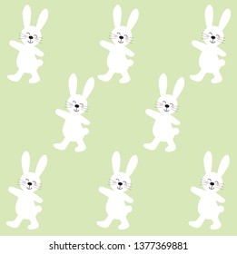 adorable white rabbit pattern on white background card template wallpaper tile