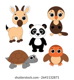 Adorable Wildlife Characters in Minimalist Cartoon Style commercial design