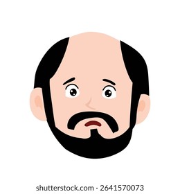 Adorable wink man expression face. Emoticon avatar of a man with a mustache and a beard