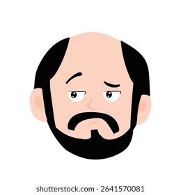 Adorable wink man expression face. Emoticon avatar of a man with a mustache and a beard