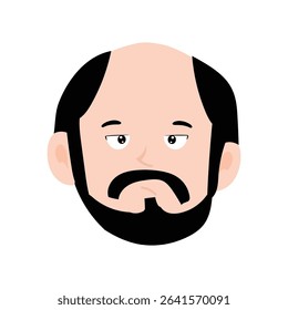 Adorable wink man expression face. Emoticon avatar of a man with a mustache and a beard
