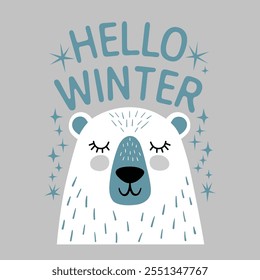 Adorable Winter Bear Illustration with Seasonal Greeting.