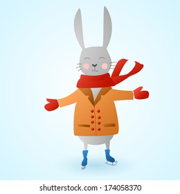 Adorable winter bunny character. Vector eps10