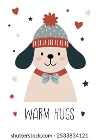 Adorable Winter Dog Vector Illustration - Perfect for Greeting Cards, Holiday Decorations, and Children's Books