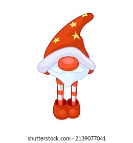 Adorable winter elf, hand drawn. Isolated on white background winter pattern for textile prints, kids poster, cute stationery.