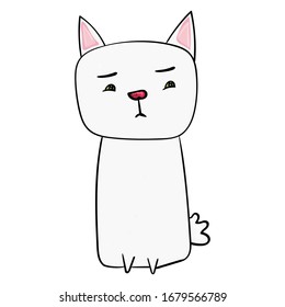 Adorable wistful Cat. Vector doodle illustration for children