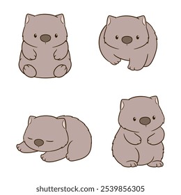 Adorable wombat animal character illustration