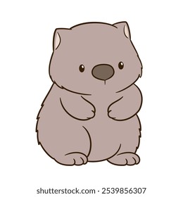 Adorable ilustración de personaje de animal wombat