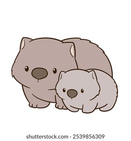 Adorable wombat animal character illustration