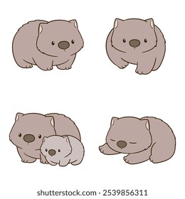 Adorable wombat animal character illustration