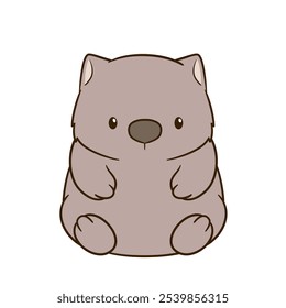 Adorable wombat animal character illustration