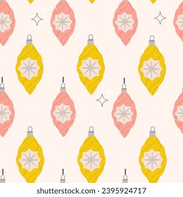 Adorable  xmas seamless pattern set for background, wrapping paper, fabric, surface design. Modern Christmas repeatable motif colourful . stock vector illustration. bauble pattern. Cozy winter. retro.