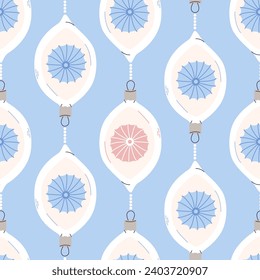 Adorable  xmas seamless pattern set for background, wrapping paper, fabric, surface design. Modern Christmas repeatable motif colourful . stock vector illustration. bauble pattern. Cozy winter. retro.