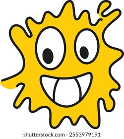 Adorable yellow blob character with a smiling face, radiating warmth and happiness. Perfect for cartoon and children's projects, the cheerful blob adds a playful and positive vibe to creative works. 