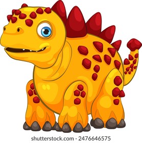 Adorable yellow dinosaur with red spikes