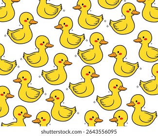 Adorable Yellow Duckling Pattern for Children's Design Backgrounds